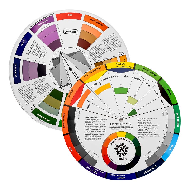 JimKing Creative Color Wheel, Paint Mixing Learning Guide, Art Class Teaching Tool for Makeup Painting Tattoo,Blending Board Chart Color Mixed Guide Hardboard(9.25inch) - Image 1